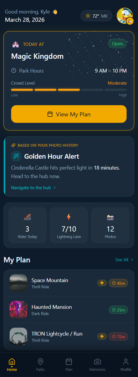 Redesigned Disney Experience — mobile