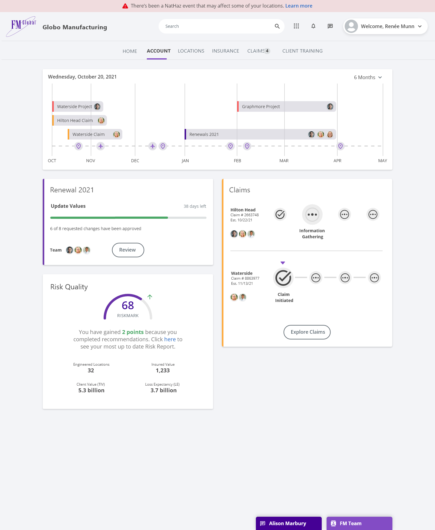 FM Global account dashboard