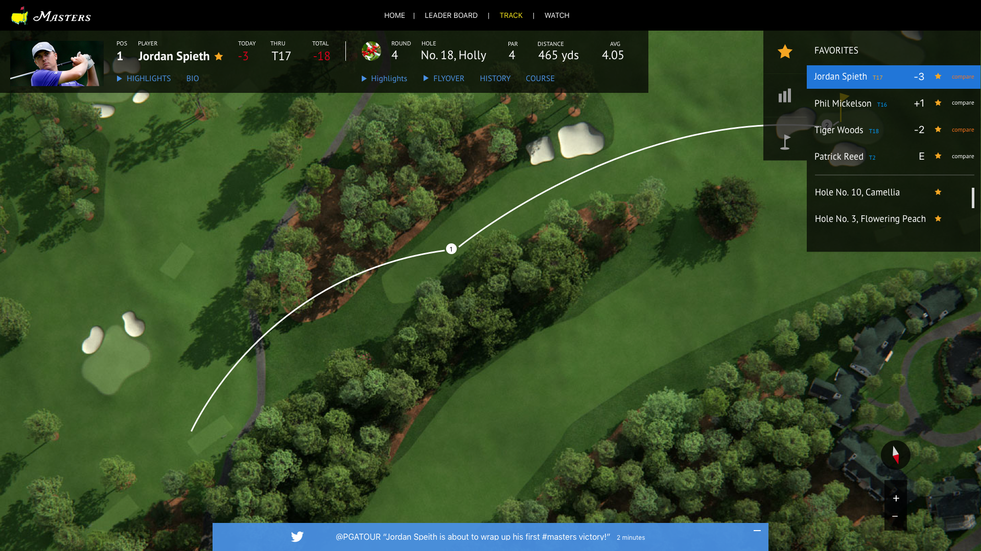PGA Masters Watson insights concept — desktop screen