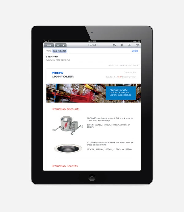 Philips e-newsletter on mobile