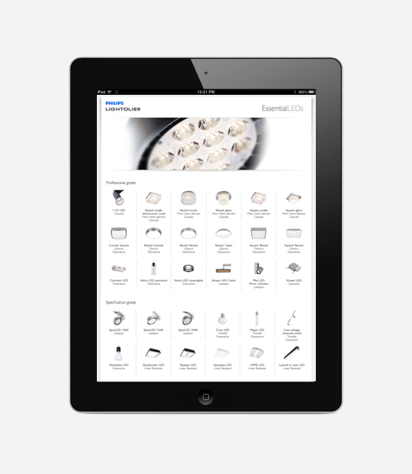 Philips Essential LEDs launch page on tablet