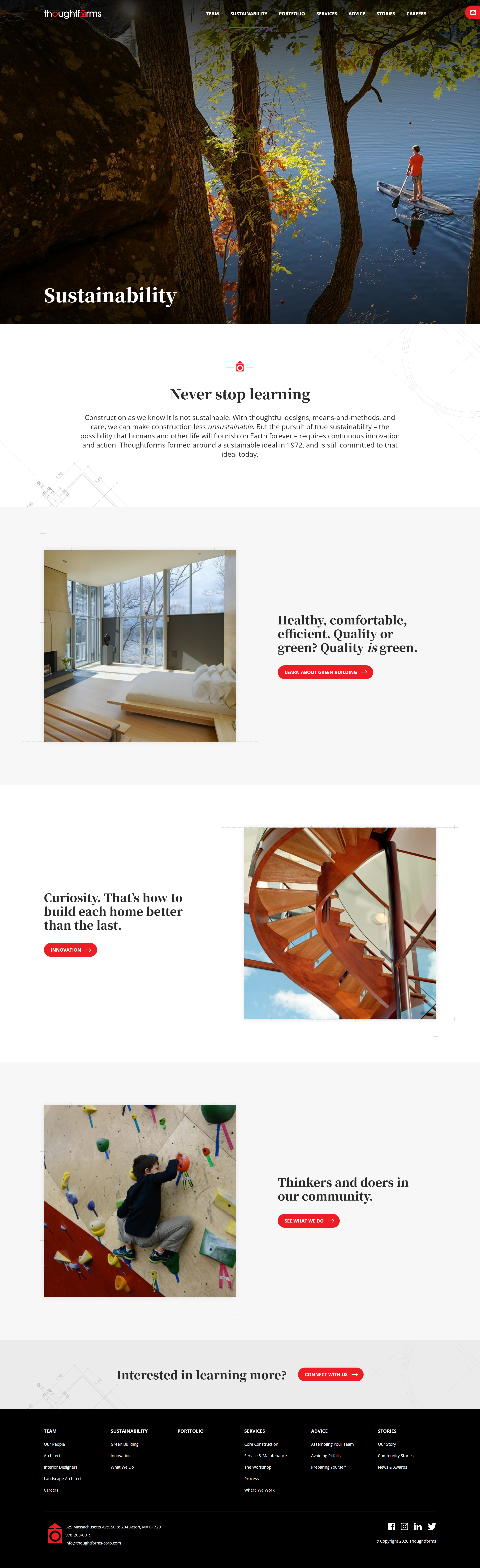 Thoughtforms sustainability section